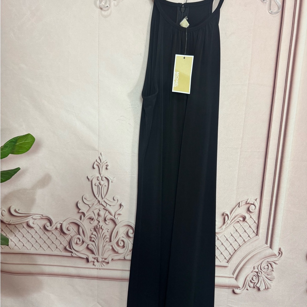 Michael Kors Brand New Stretchy Black Halter Drape Summer Dress Size Medium